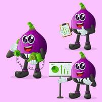 Cute fig character at work vector