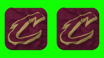 Cleveland Cavaliers Flag in Squire Shape Isolated with Plain and Bump Texture, 3D Rendering, Green Screen, Alpha Matte video