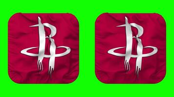 Houston Rockets Flag in Squire Shape Isolated with Plain and Bump Texture, 3D Rendering, Green Screen, Alpha Matte video