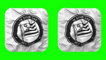 clube esportivo tumulto graça, sk tumulto pastar bandeira dentro escudeiro forma isolado com avião e colisão textura, 3d Renderização, verde tela, alfa fosco video