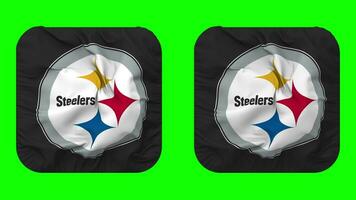 Pittsburgh Steelers Flag in Squire Shape Isolated with Plain and Bump Texture, 3D Rendering, Green Screen, Alpha Matte video