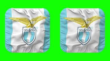 Societa Sportiva Lazio, SS Lazio Flag in Squire Shape Isolated with Plain and Bump Texture, 3D Rendering, Green Screen, Alpha Matte video