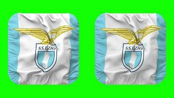 società sportiva lazio, ss lazio bandiera nel scudiero forma isolato con pianura e urto struttura, 3d rendering, verde schermo, alfa Opaco video