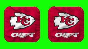Kansas City Chiefs Flag in Squire Shape Isolated with Plain and Bump Texture, 3D Rendering, Green Screen, Alpha Matte video