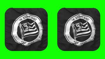 Sportklub Sturm Graz, SK Sturm Graz Flag in Squire Shape Isolated with Plain and Bump Texture, 3D Rendering, Green Screen, Alpha Matte video