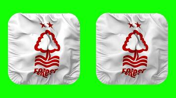 Nottingham Forest Football Club Flag in Squire Shape Isolated with Plain and Bump Texture, 3D Rendering, Green Screen, Alpha Matte video