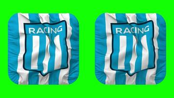 Racing Club de Avellaneda, Racing Club Flag in Squire Shape Isolated with Plain and Bump Texture, 3D Rendering, Green Screen, Alpha Matte video