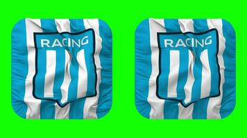 Racing Club de Avellaneda, Racing Club Flag in Squire Shape Isolated with Plain and Bump Texture, 3D Rendering, Green Screen, Alpha Matte video