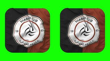 Al Shabab Football Club Flag in Squire Shape Isolated with Plain and Bump Texture, 3D Rendering, Green Screen, Alpha Matte video