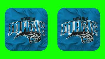 Orlando Magic Flag in Squire Shape Isolated with Plain and Bump Texture, 3D Rendering, Green Screen, Alpha Matte video