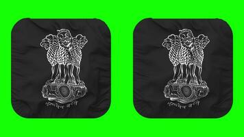 India Emblem Flag in Squire Shape Isolated with Plain and Bump Texture, 3D Rendering, Green Screen, Alpha Matte video