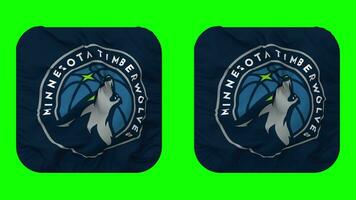 Minnesota Timberwolves Flag in Squire Shape Isolated with Plain and Bump Texture, 3D Rendering, Green Screen, Alpha Matte video
