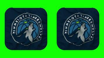 Minnesota Timberwolves Flag in Squire Shape Isolated with Plain and Bump Texture, 3D Rendering, Green Screen, Alpha Matte video