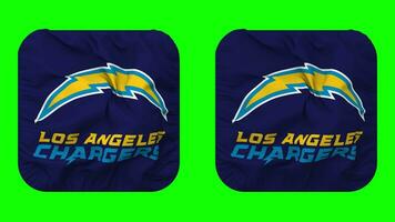 Los Angeles Chargers Flag in Squire Shape Isolated with Plain and Bump Texture, 3D Rendering, Green Screen, Alpha Matte video