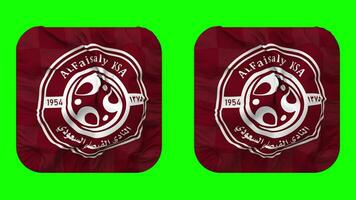 Al Faisaly KSA Football Club Flag in Squire Shape Isolated with Plain and Bump Texture, 3D Rendering, Green Screen, Alpha Matte video