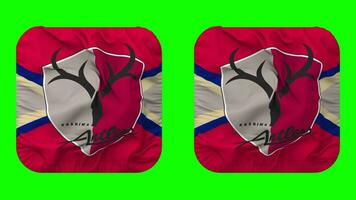 Kashima Antlers Football Club Flag in Squire Shape Isolated with Plain and Bump Texture, 3D Rendering, Green Screen, Alpha Matte video