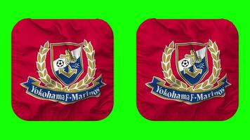 Yokohama F Marinos Flag in Squire Shape Isolated with Plain and Bump Texture, 3D Rendering, Green Screen, Alpha Matte video