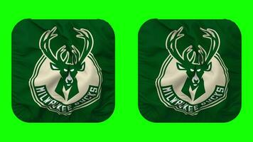 Milwaukee Bucks Flag in Squire Shape Isolated with Plain and Bump Texture, 3D Rendering, Green Screen, Alpha Matte video