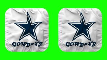 Dallas cowboys vlag in schildknaap vorm geïsoleerd met duidelijk en buil textuur, 3d weergave, groen scherm, alpha matte video