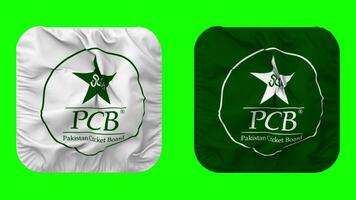 Pakistan Cricket Board, PCB Flag in Squire Shape Isolated with Bump Texture, 3D Rendering, Green Screen, Alpha Matte video