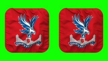 Crystal Palace Football Club Flag in Squire Shape Isolated with Plain and Bump Texture, 3D Rendering, Green Screen, Alpha Matte video