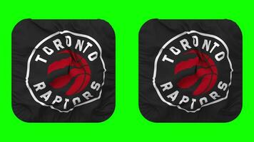 Toronto Raptors Flag in Squire Shape Isolated with Plain and Bump Texture, 3D Rendering, Green Screen, Alpha Matte video