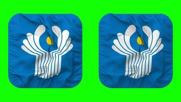 Commonwealth of Independent States, CIS Flag in Squire Shape Isolated with Plain and Bump Texture, 3D Rendering, Green Screen, Alpha Matte video
