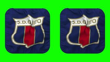 sociedad deportivo quito drapeau dans écuyer forme isolé avec plaine et bosse texture, 3d le rendu, vert filtrer, alpha mat video