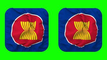 Association of Southeast Asian Nations, ASEAN Flag in Squire Shape Isolated with Plain and Bump Texture, 3D Rendering, Green Screen, Alpha Matte video