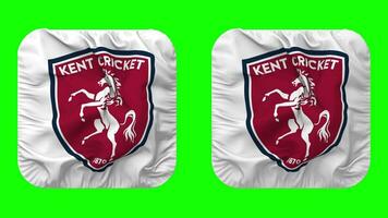 Kent Spitfires, Kent County Cricket Club Flag in Squire Shape Isolated with Plain and Bump Texture, 3D Rendering, Green Screen, Alpha Matte video