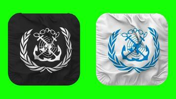 International Maritime Organization, IMO Flag in Squire Shape Isolated with Plain and Bump Texture, 3D Rendering, Green Screen, Alpha Matte video