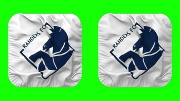 Randers FC Flag in Squire Shape Isolated with Plain and Bump Texture, 3D Rendering, Green Screen, Alpha Matte video