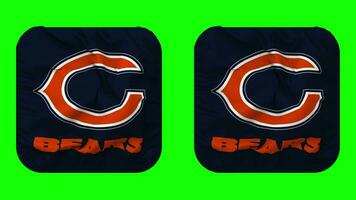 Chicago Bears Flag in Squire Shape Isolated with Plain and Bump Texture, 3D Rendering, Green Screen, Alpha Matte video