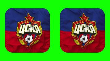 cska moskva flagga i väpnare form isolerat med enkel och stöta textur, 3d tolkning, grön skärm, alfa matt video