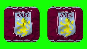 aston villa fútbol americano club bandera en escudero forma aislado con llanura y bache textura, 3d representación, verde pantalla, alfa mate video