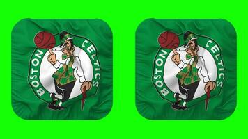 Boston Celtics Flag in Squire Shape Isolated with Plain and Bump Texture, 3D Rendering, Green Screen, Alpha Matte video