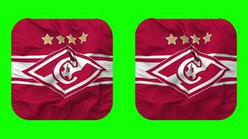 FC Spartak Moscow Flag in Squire Shape Isolated with Plain and Bump Texture, 3D Rendering, Green Screen, Alpha Matte video