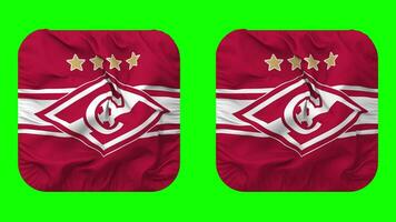 FC Spartak Moscow Flag in Squire Shape Isolated with Plain and Bump Texture, 3D Rendering, Green Screen, Alpha Matte video