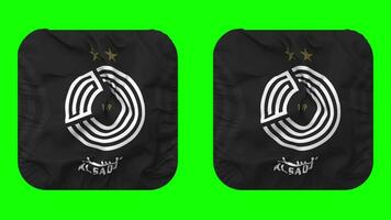 Al Sadd Sports Club Flag in Squire Shape Isolated with Plain and Bump Texture, 3D Rendering, Green Screen, Alpha Matte video