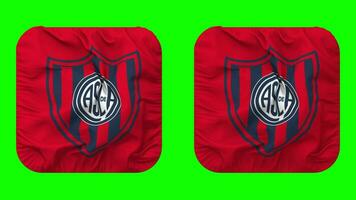 Club Atletico San Lorenzo de Almagro, San Lorenzo de Almagro Flag in Squire Shape Isolated with Plain and Bump Texture, 3D Rendering, Green Screen, Alpha Matte video
