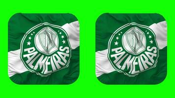 Sociedade Esportiva Palmeiras Flag in Squire Shape Isolated with Plain and Bump Texture, 3D Rendering, Green Screen, Alpha Matte video