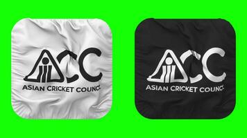 Asian Cricket Council, ACC Flag in Squire Shape Isolated with Bump Texture, 3D Rendering, Green Screen, Alpha Matte video