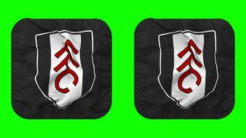 fulham calcio club bandiera nel scudiero forma isolato con pianura e urto struttura, 3d rendering, verde schermo, alfa Opaco video