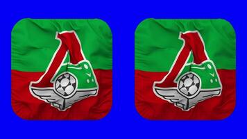 FC Lokomotiv Moscow Flag in Squire Shape Isolated with Plain and Bump Texture, 3D Rendering, Green Screen, Alpha Matte video