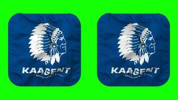 Koninklijke Atletiek Associatie Gent, KAA Gent Flag in Squire Shape Isolated with Plain and Bump Texture, 3D Rendering, Green Screen, Alpha Matte video