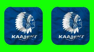 Koninklijke Atletiek Associatie Gent, KAA Gent Flag in Squire Shape Isolated with Plain and Bump Texture, 3D Rendering, Green Screen, Alpha Matte video