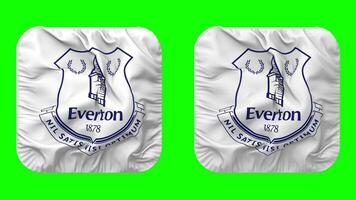 Everton Football Club Flag in Squire Shape Isolated with Plain and Bump Texture, 3D Rendering, Green Screen, Alpha Matte video