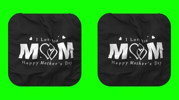 Happy Mothers Day Flag in Squire Shape Isolated with Plain and Bump Texture, 3D Rendering, Green Screen, Alpha Matte video