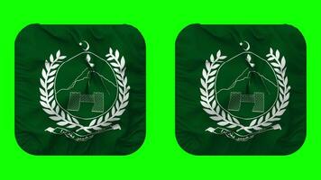 Government of Khyber Pakhtunkhwa, KPK Flag in Squire Shape Isolated with Plain and Bump Texture, 3D Rendering, Green Screen, Alpha Matte video