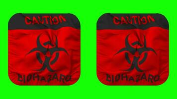 Caution Biohazard Sign Flag in Squire Shape Isolated with Plain and Bump Texture, 3D Rendering, Green Screen, Alpha Matte video